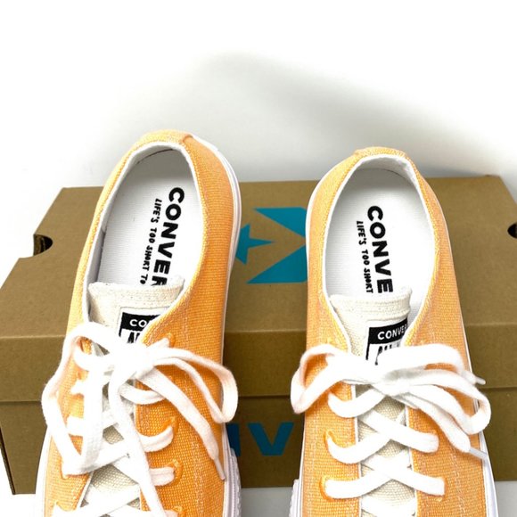 Converse 567855C Chuck Taylor AS Plathporm LIFT Canvas Low Orange Women's Size - Picture 4 of 10